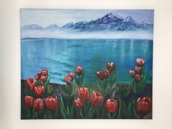 Malerei Kunst kaufen – Gemälde – Tulpen in den Bergen