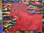 Small 100x80cm xl grossformat pferd unikat acryl kunst bunt leinwand bild pop art malkunst acryl