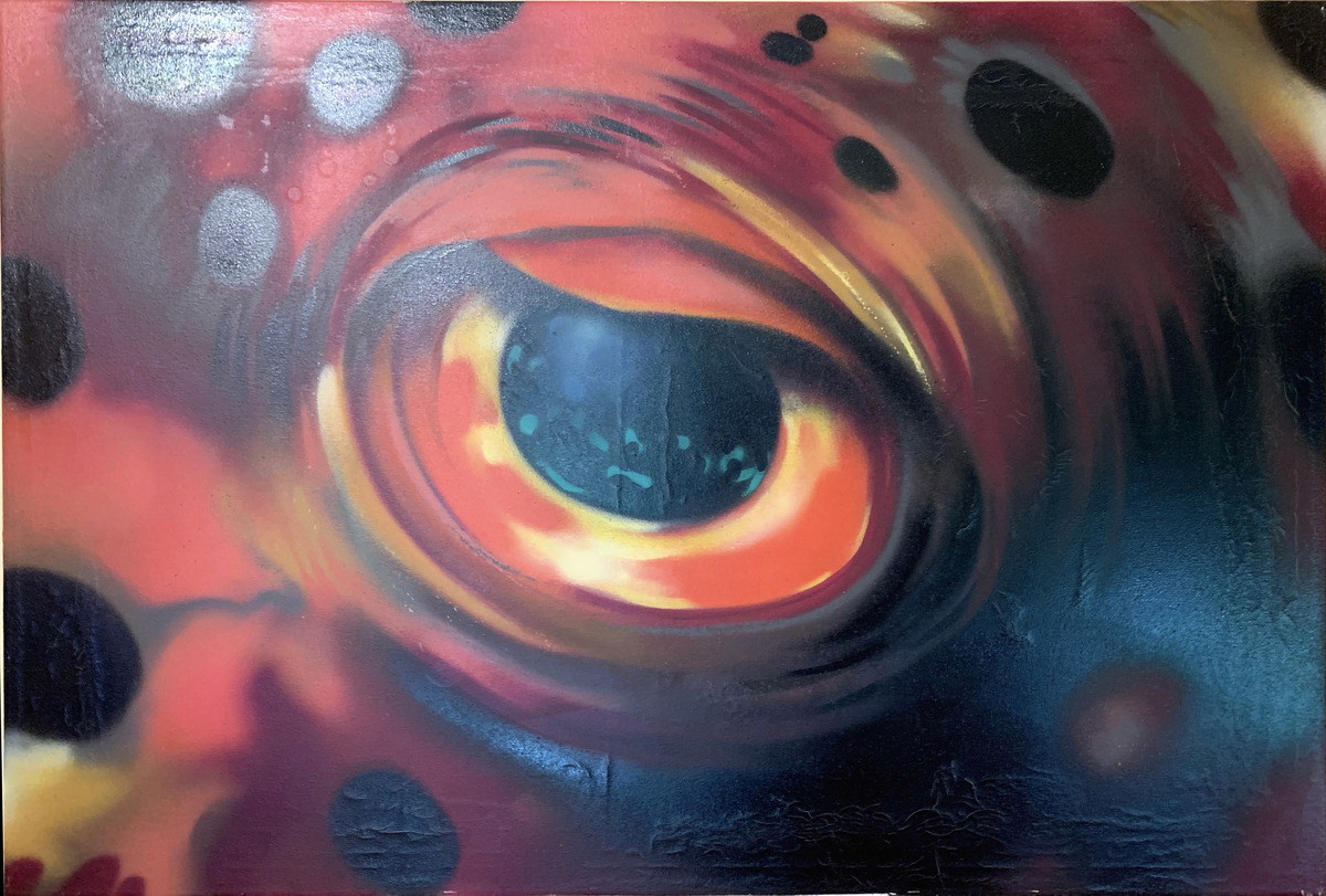 Malerei Kunst kaufen – Gemälde – Original DAIM Graffiti Acryl IGELFISCH I 1995