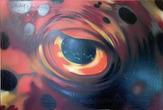 Small original daim graffiti acryl igelfisch i 1995 malkunst acryl
