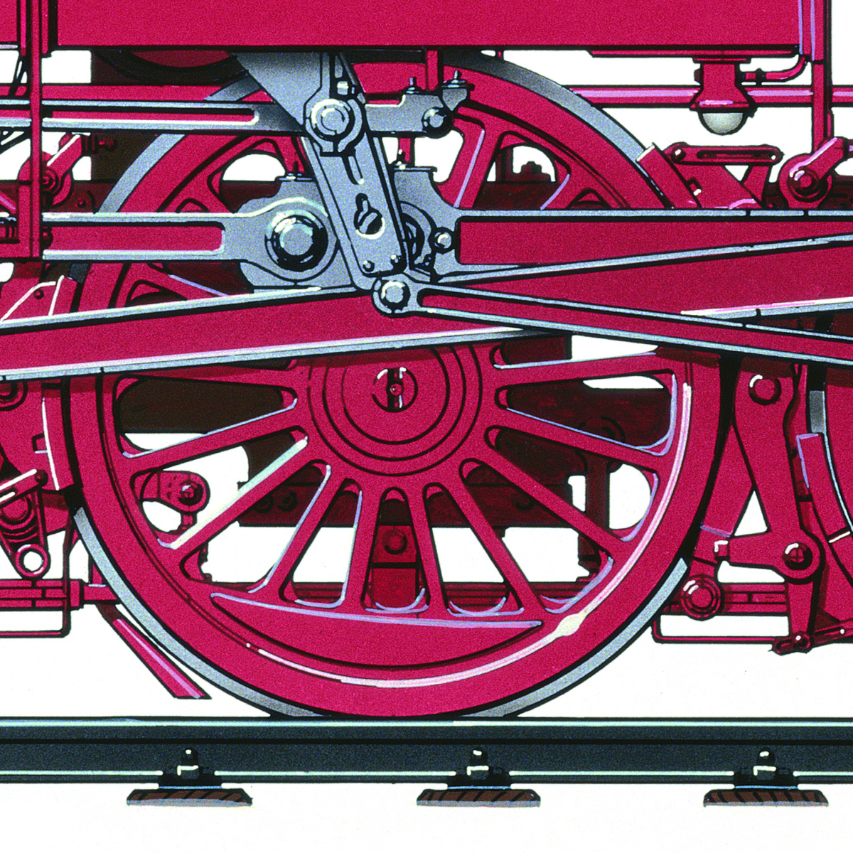 Malerei Kunst kaufen – Gemälde – Dampflokomotive "41018", Digitaldruck auf Leinwand, Airbrushillustration