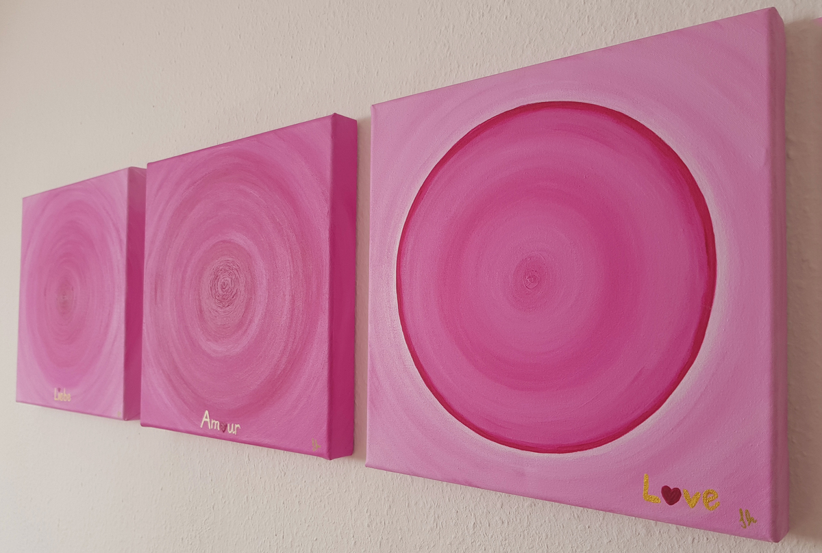 Malerei Kunst kaufen – Gemälde –  Lichtenergiebild "Love" - handgemaltes Energie Bild - Acryl auf Leinwand 40x40