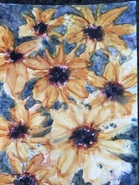 Malerei Kunst kaufen – Gemälde – Florale Abstraktion blau/gelb 