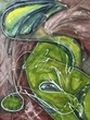 Small abstrakt in bordeaux oliv malkunst aquarelle
