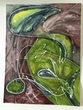 Small abstrakt in bordeaux oliv malkunst aquarelle