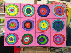 Malerei Kunst kaufen – Gemälde – " Rosa " Kreise im Quadrat 100x70cm Unikat Leinwand Bild