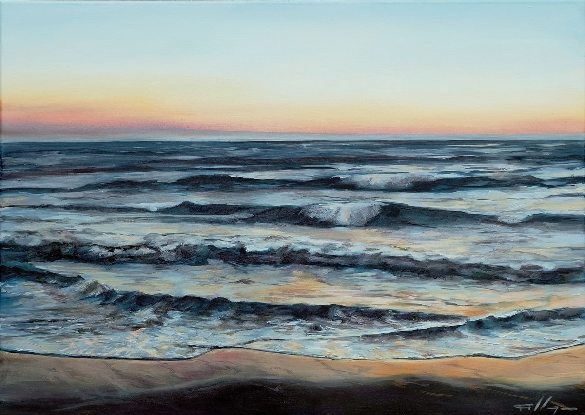 Malerei Kunst kaufen – Gemälde – "Weidefeld Sonnenuntergang"