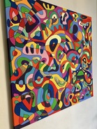Malerei Kunst kaufen – Gemälde – 100x100cm XL Acryl Blattgold Leinwand Bild POP ART Kunst Unikat bunt Abstrakt