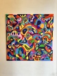 Small 100x100cm xl acryl blattgold leinwand bild pop art kunst unikat bunt abstrakt malkunst acryl