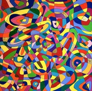 Malerei Kunst kaufen – Gemälde – 120x120cm XL Acryl Blattgold Leinwand Bild POP ART Kunst Unikat bunt Abstrakt