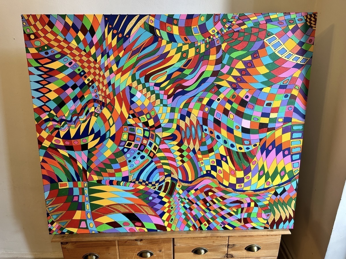 Malerei Kunst kaufen – Gemälde – 120x100cm XL Acryl Leinwand Bild POP ART Kunst Unikat bunt Abstrakt