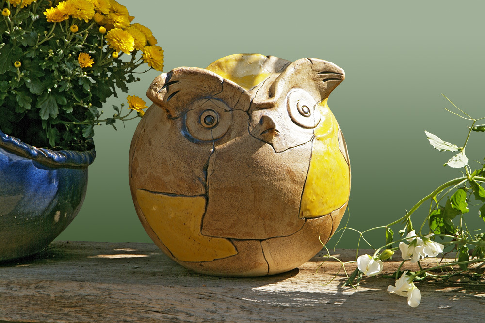Keramik Kunst kaufen – Kreative Formen – 3er-Set Kugel-Eulen