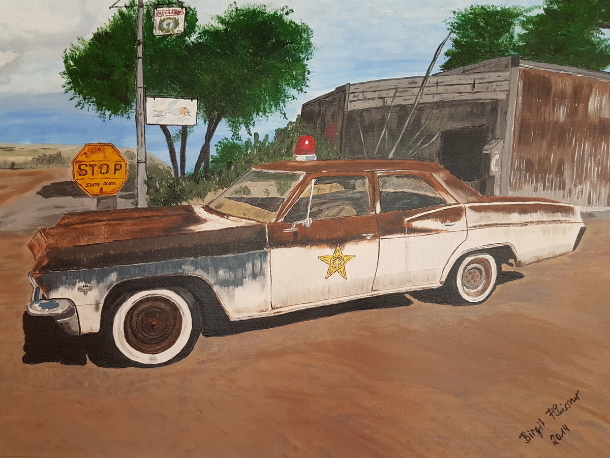 Malerei Kunst kaufen – Gemälde – Old Sheriffs car, 60 x 80cm