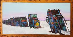 Malerei Kunst kaufen – Gemälde – Cadillac Ranch, 45 x 90 cm