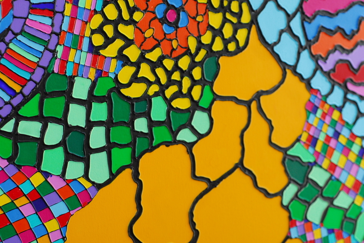 Malerei Kunst kaufen – Gemälde – 100x100cm Leinwandbild Mosaik
