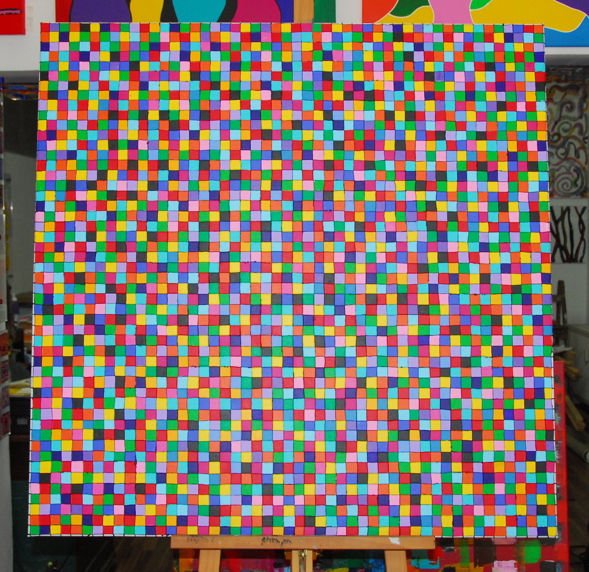 Malerei Kunst kaufen – Gemälde – 100x100cm Leinwandbild Mosaik 2