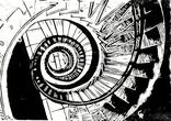 Small beauty of symmetry i spiral staircase linolschnitt