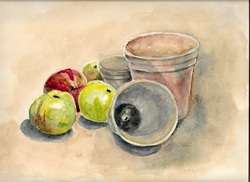 Malerei Kunst kaufen – Gemälde – Stillleben mit Obst auf dem Tisch