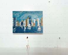 Malerei Kunst kaufen – Gemälde – „ Auckland - Stadt der Segel" Modern und Abstrakt