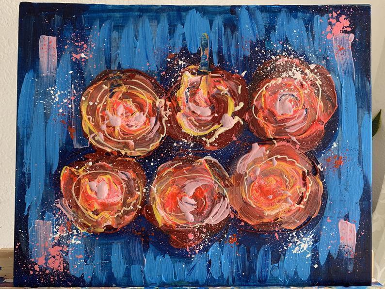 Malerei Kunst kaufen – Gemälde – Night Flowers Abstract Action Painting