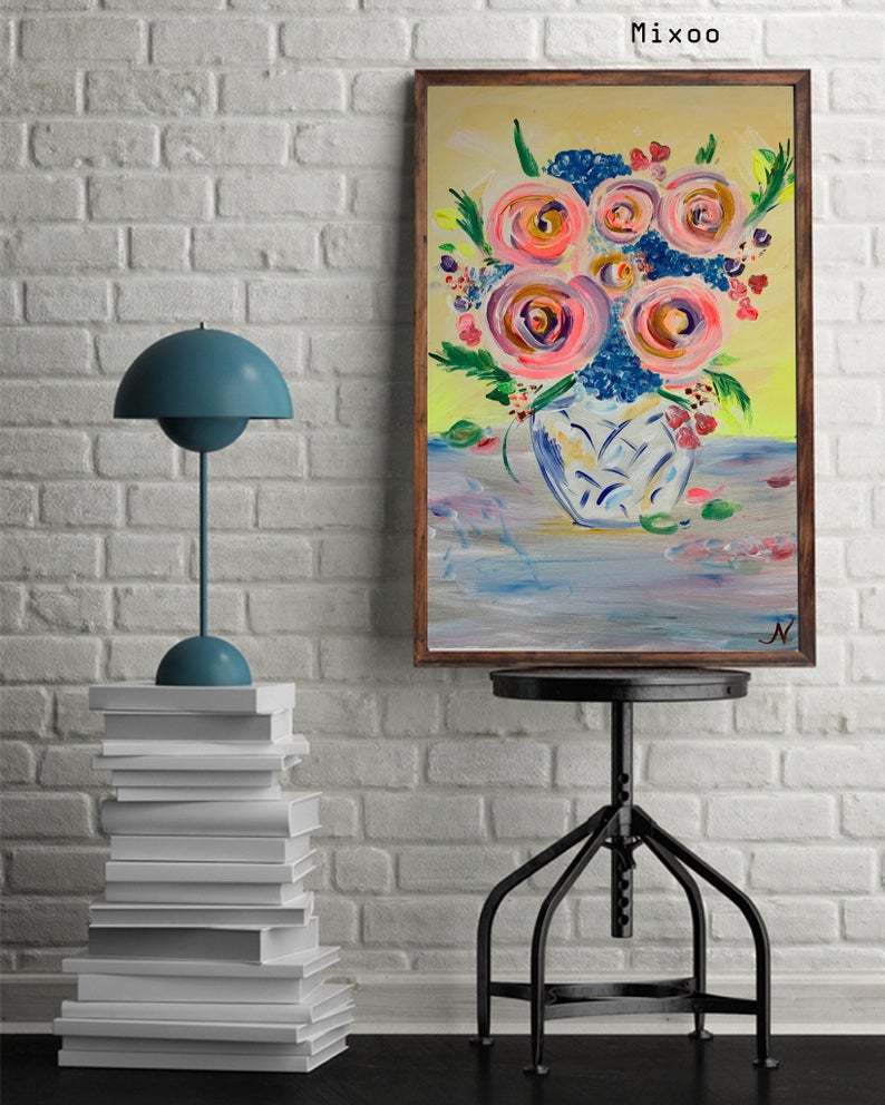 Malerei Kunst kaufen – Gemälde – Frühlingsblumen in der Vase
