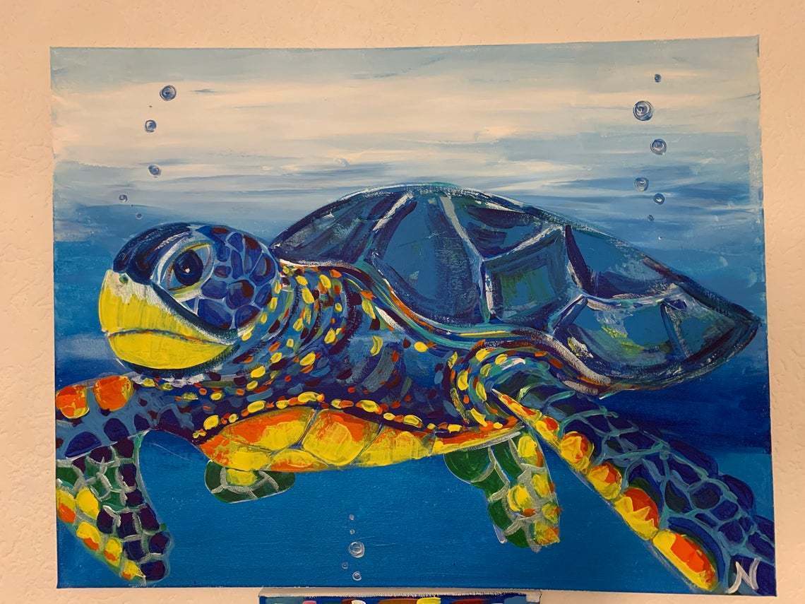 Malerei Kunst kaufen – Gemälde – Schildkröte Acryl - Turtle