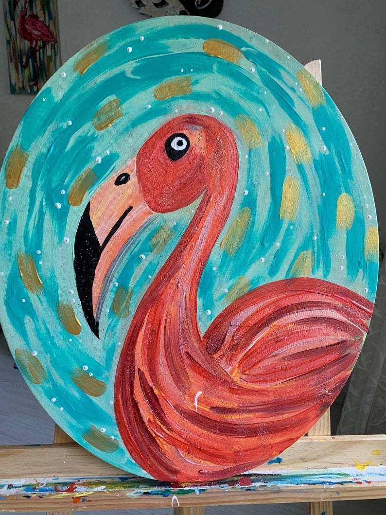 Malerei Kunst kaufen – Gemälde – Flamingo