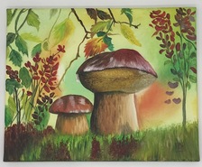 Malerei Kunst kaufen – Gemälde – Pilzen im Wald