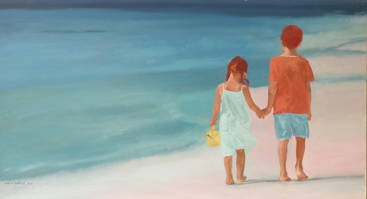 Malerei Kunst kaufen – Gemälde – Kinder am Strand
