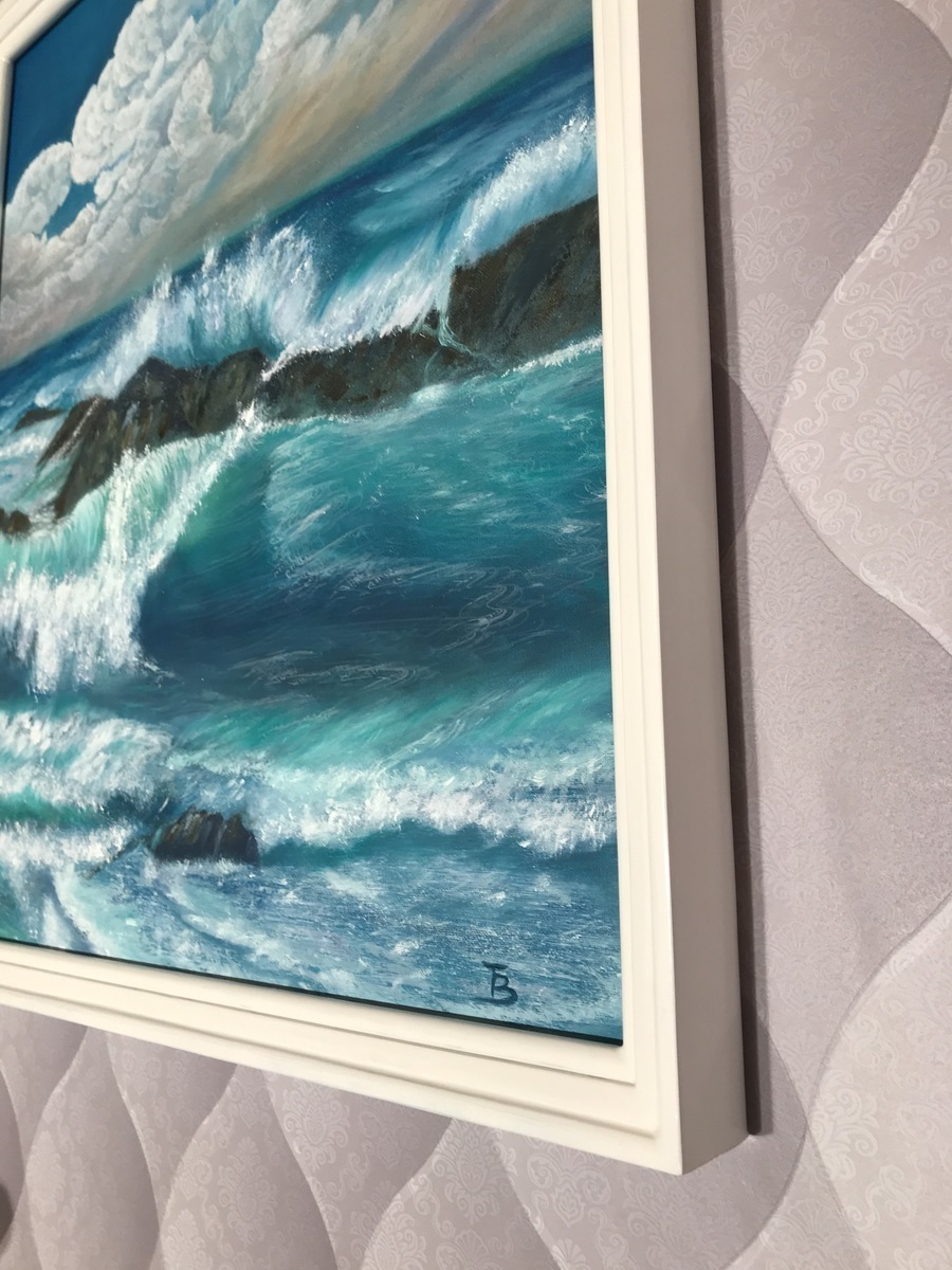 Malerei Kunst kaufen – Gemälde – Die Wolke und das Meer inkl. Holzbilderrahmen