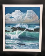 Malerei Kunst kaufen – Gemälde – Die Wolke und das Meer inkl. Holzbilderrahmen