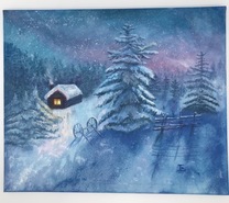 Malerei Kunst kaufen – Gemälde – Die Nacht im Schneewald