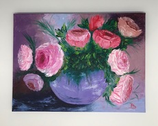 Malerei Kunst kaufen – Gemälde – Rosen in Blumenvase